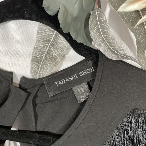 NEW Tadashi Shoji [ 14 ] Felicia Fringe & Lace Blouse Top in‎ Black - Picture 9 of 16